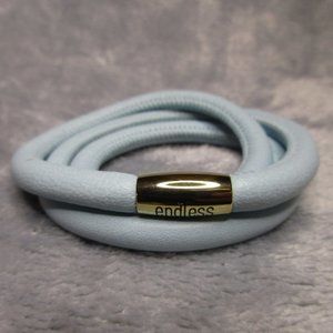 Endless Triple Light Blue Gold Clasp Leather Bracelet By JLO 7 inch NEW A37